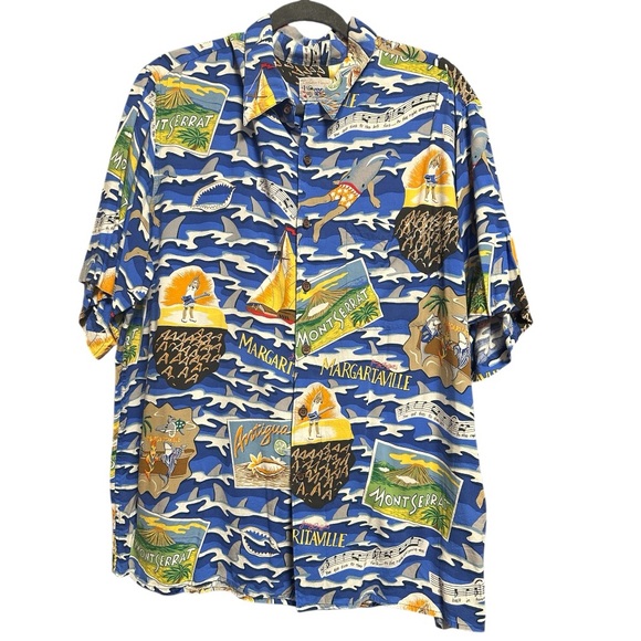 Vintage Reyn Spooner Margaritaville Rayon Made In Hawaiian Shirt XL Tropical - Picture 15 of 16